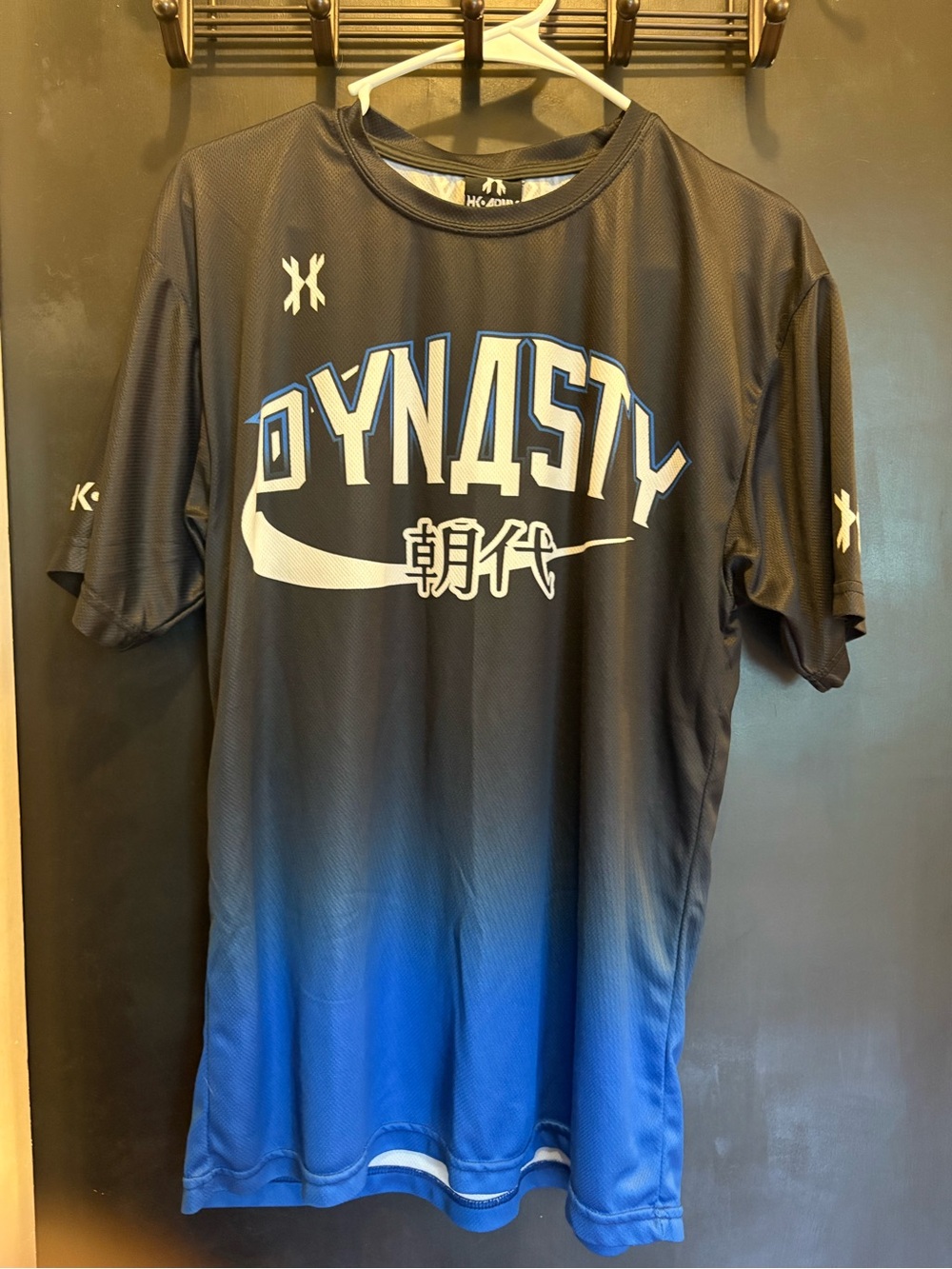 HK Army San Diego Dynasty Paintball Shirt Mens Large Black Blue Gradient